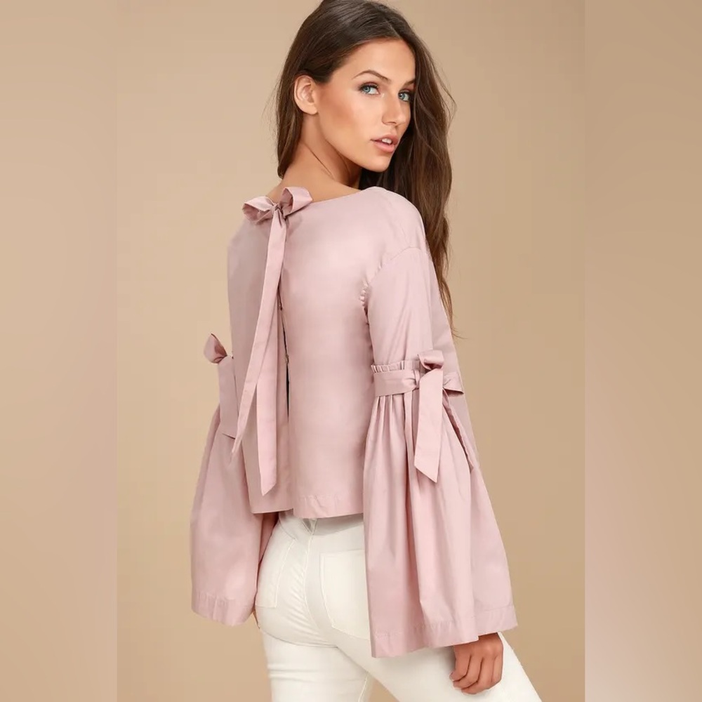 FREE PEOPLE Blush Pink Bell Sleeve Top